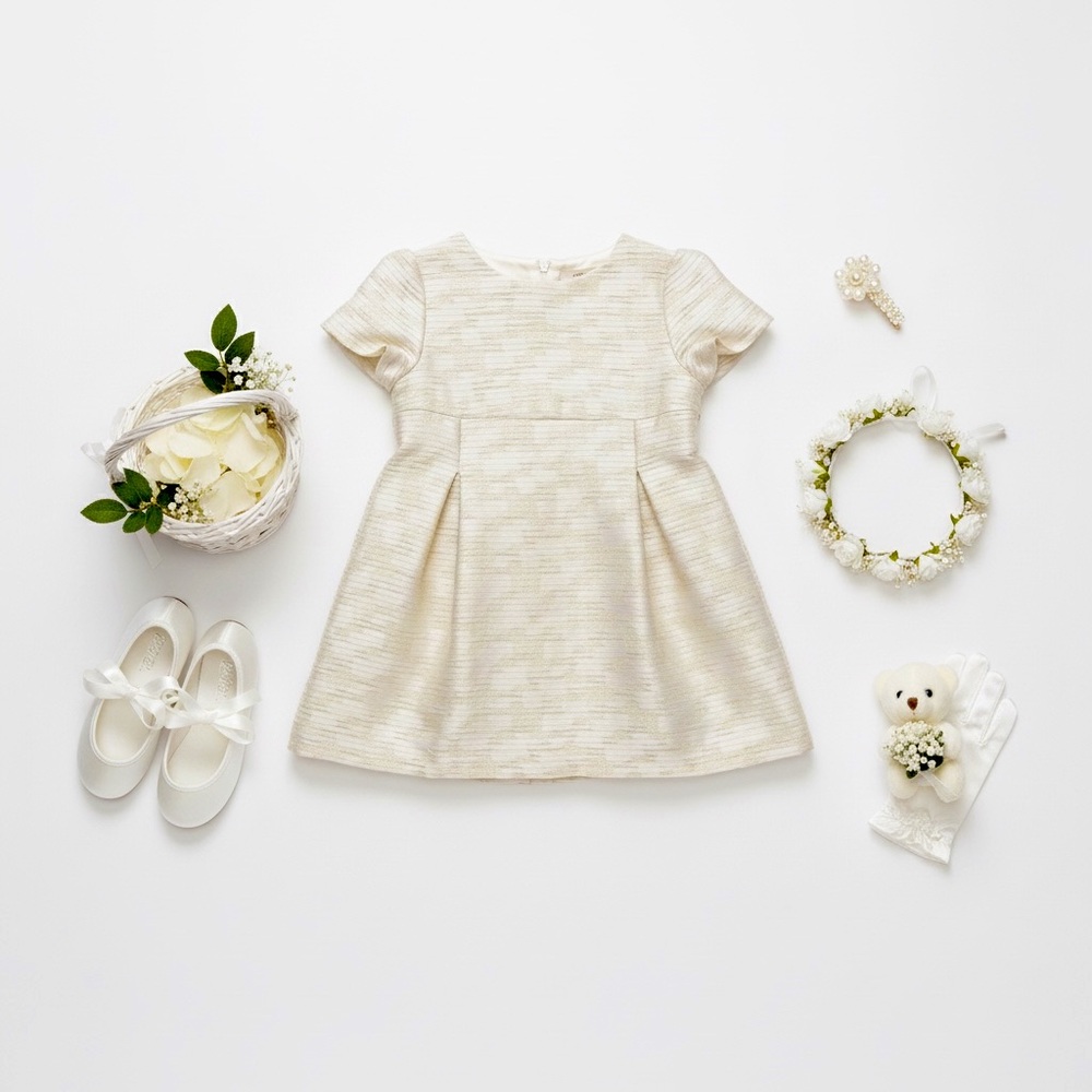 Tartine et Chocolat Ivory Textured Dress — Size 4